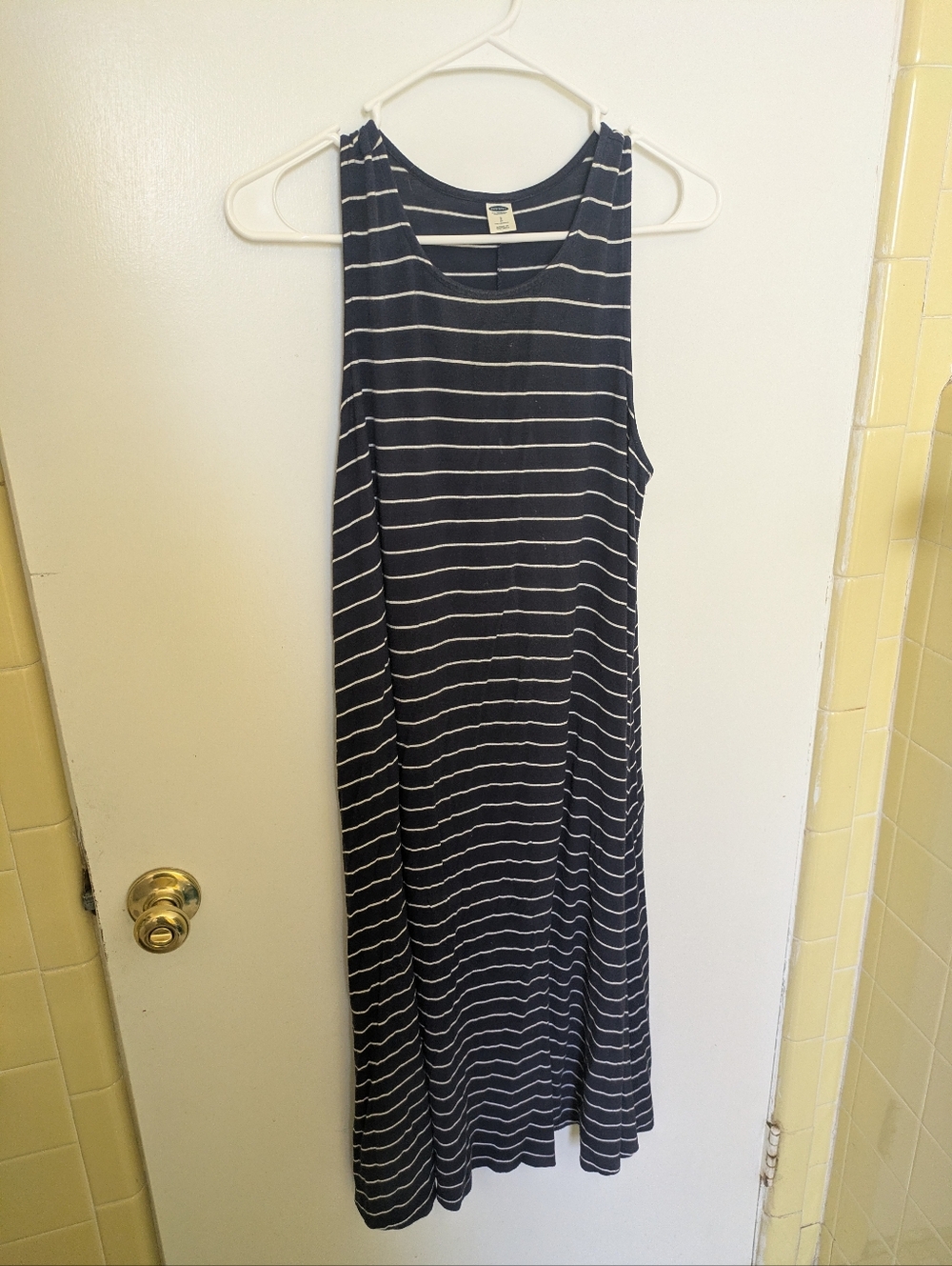 Old Navy Navy and White Striped Sleeveless Maxi Dress